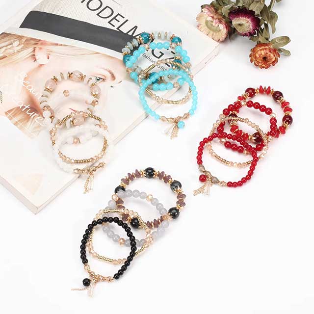 Bohemian Stackable Beaded Bracelets for Women – Multilayer Charm Bangles with Pendants | Stretch Wrist Jewelry