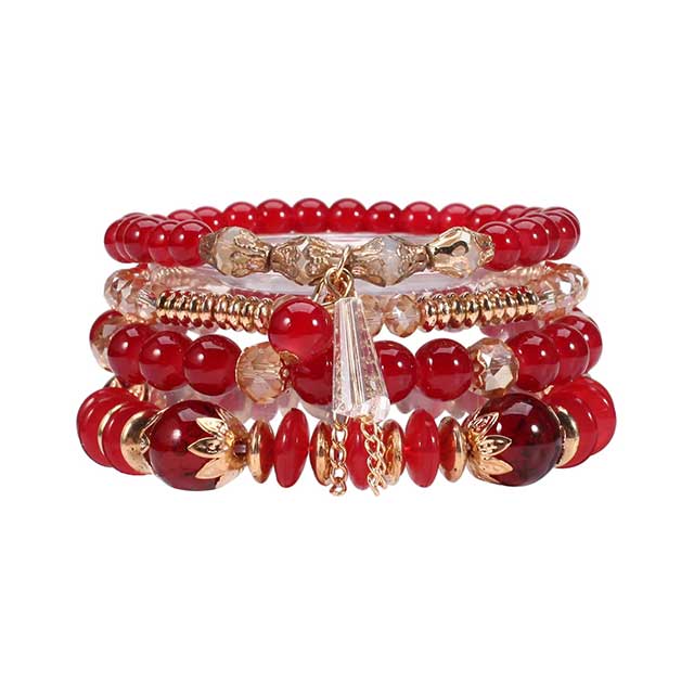 Bohemian Stackable Beaded Bracelets for Women – Multilayer Charm Bangles with Pendants | Stretch Wrist Jewelry
