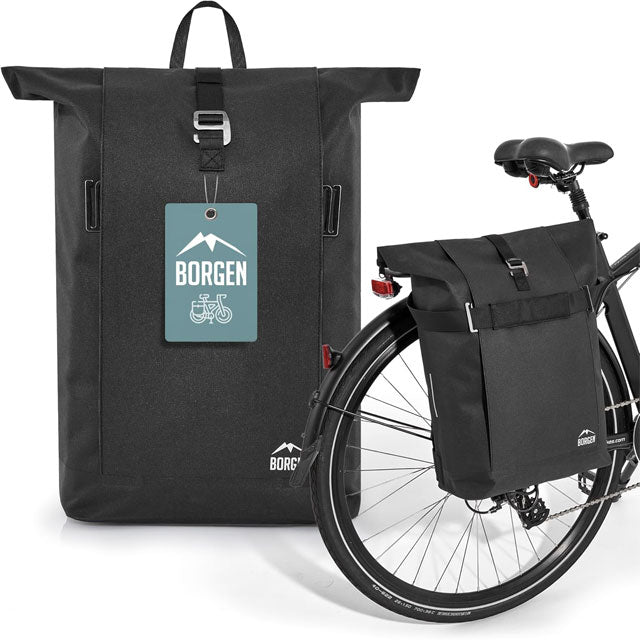 Borgen Bicycle Lifestyle Bag – 28L Versatile Pannier with Removable Laptop Compartment, Convertible Rack & Shoulder Carry for Everyday Use