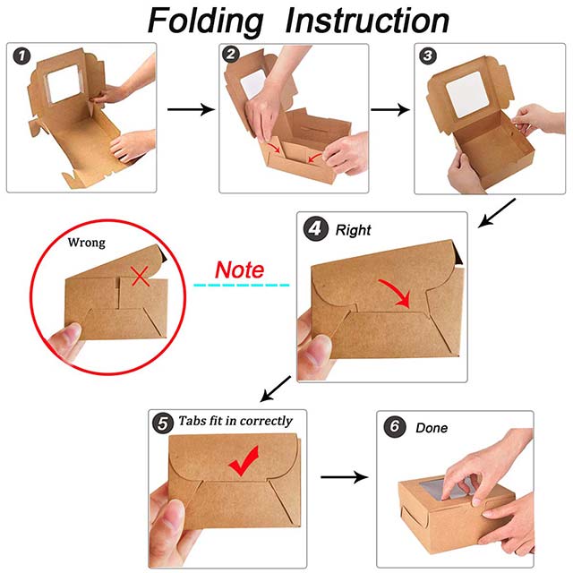 Brown Bakery Boxes with Window – 4x4x2.5 Inch Pastry Treat & Gift Packaging for Cookies, Donuts, Cakes