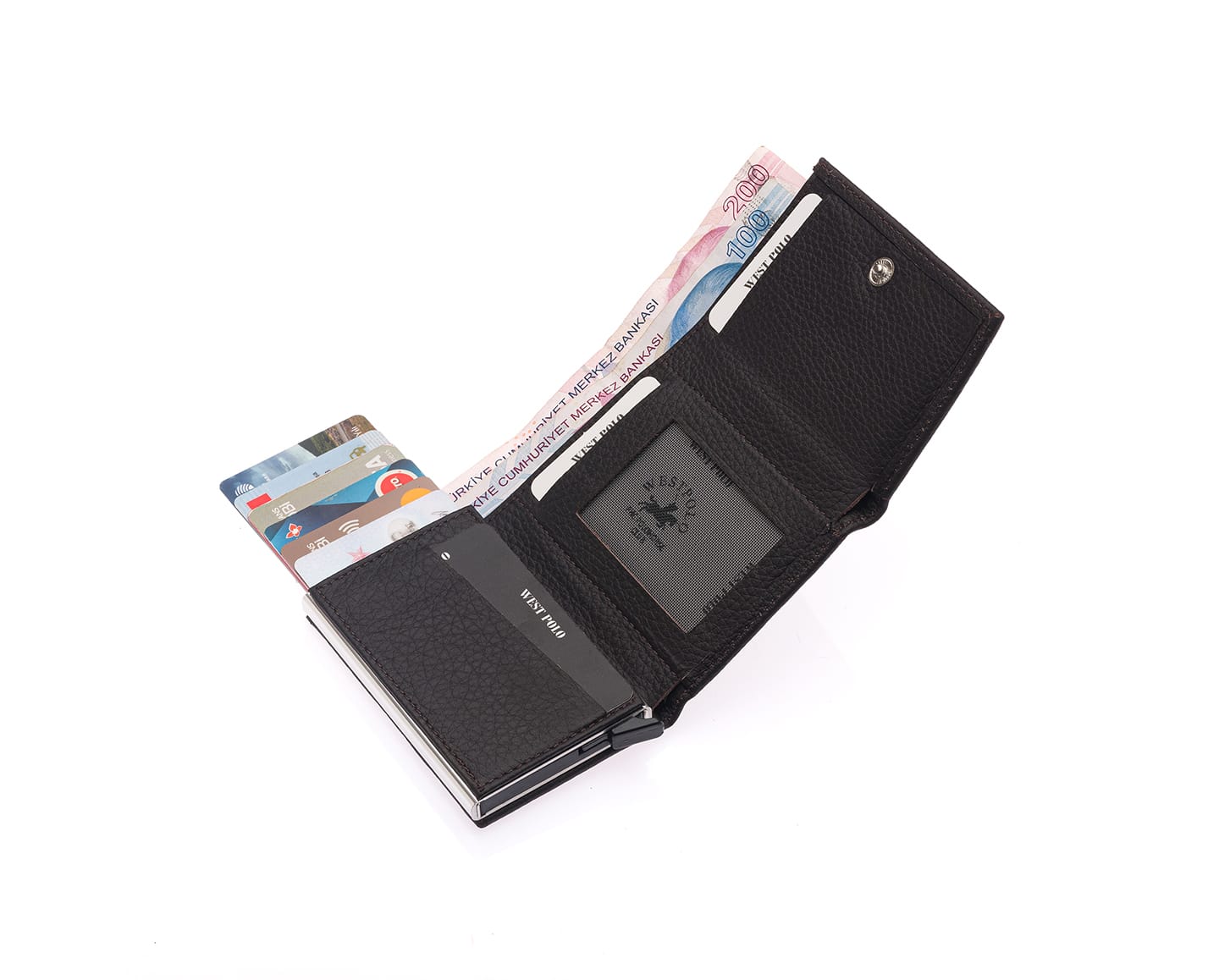 Westpolo Safari Large Card Holder Genuine Leather Unisex Mechanism Wallet (5550)