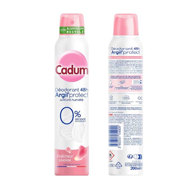 Cadum 48H Long-Lasting Deodorant with Argil'Protect & Peony Freshness – 200 ml