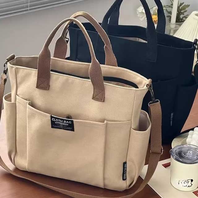 Canvas Tote Bag for Women – Large Capacity Student Shoulder & Commuter Handbag