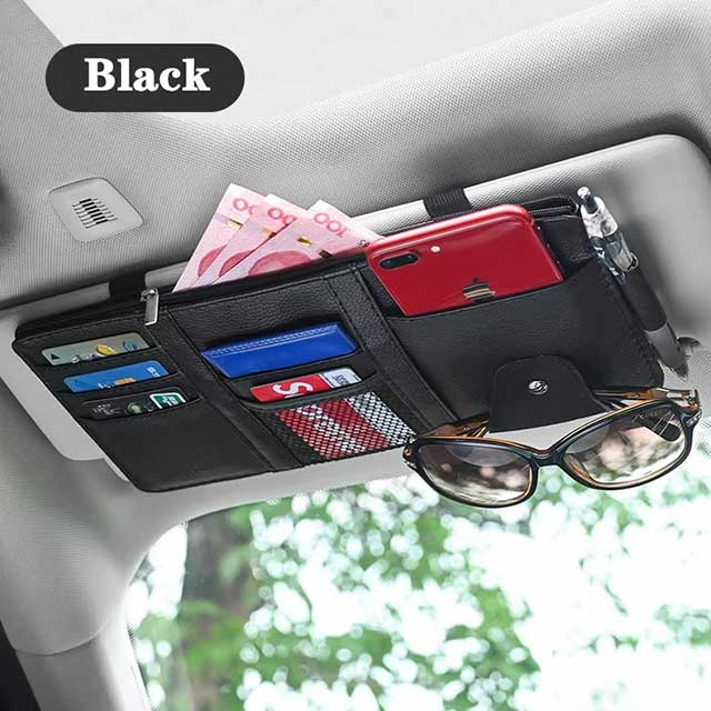 Car Sun Visor Organizer – Multi-Function Storage Holder for Bills, Pens, Cards, CDs, DVDs & Sunglasses | Auto Interior Accessory