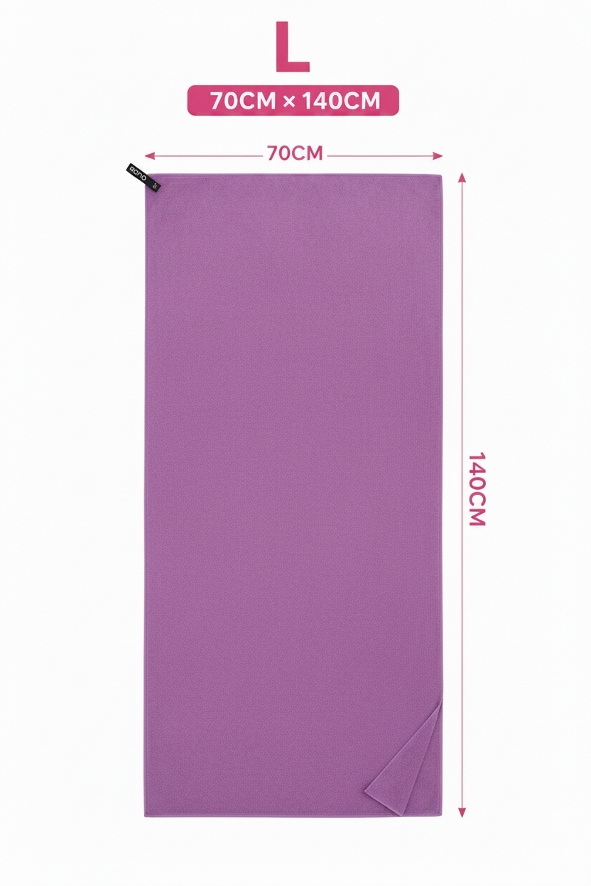 Eono Microfibre Towel – Pink | Ultra-Light, Compact & Quick-Drying Sports, Travel, Beach & Bath Towel