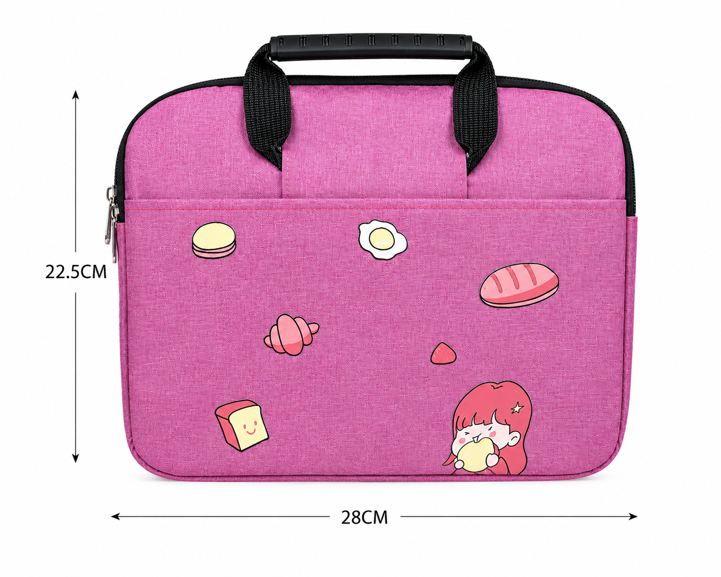 Cute Pink Ipad Sleeve Carrying Case or Lunch Bag 28 × 22.5 cm | Cartoon Protective Ipad Bag with Handle & Zipper