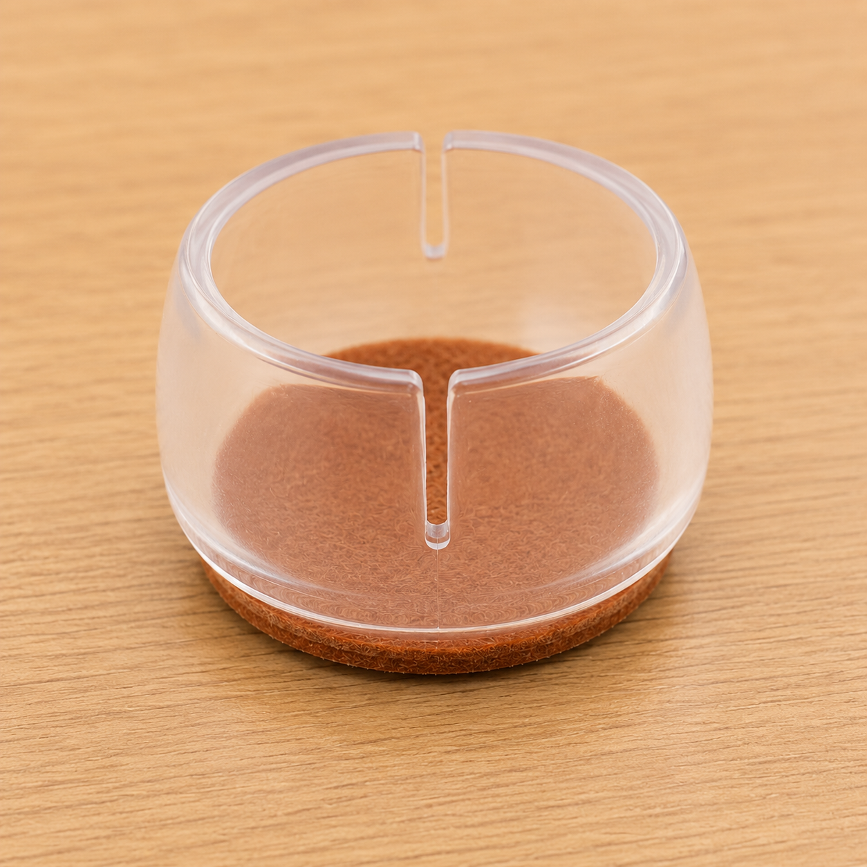 4PCS Silicone Chair Leg Floor Protectors – Transparent Round Furniture Leg Caps with Felt Pads for Chairs & Tables