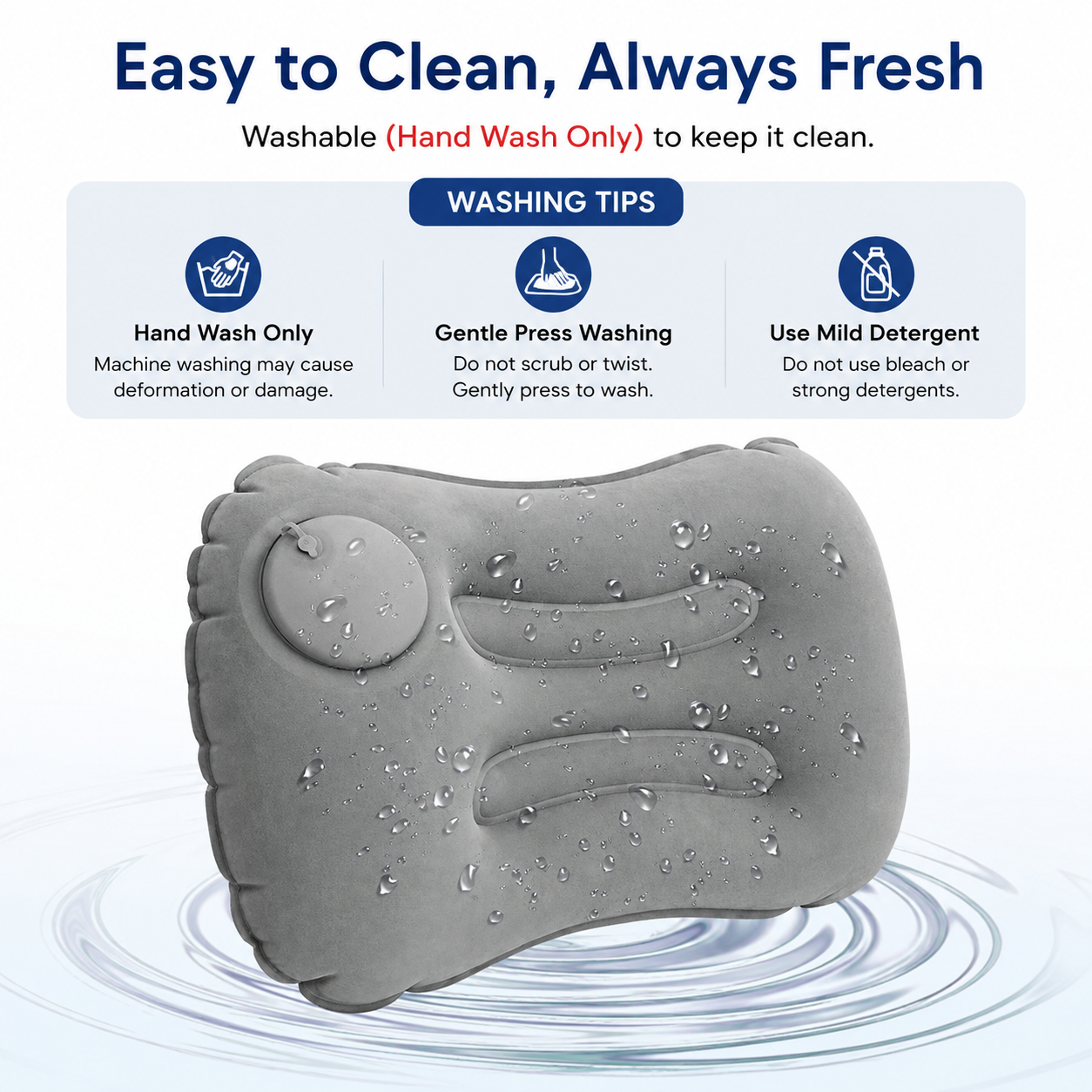 Inflatable Travel Pillow with Eye Mask & Earplugs – Portable Air Cushion for Airplanes, Cars & Camping
