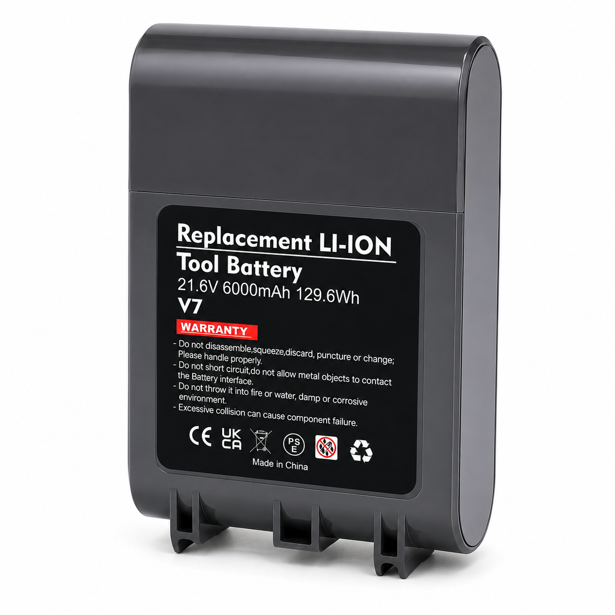 Replacement Li-Ion Battery for Dyson V7 Vacuum Cleaner – 21.6V 6000mAh 129.6Wh Rechargeable Lithium-Ion Battery Pack