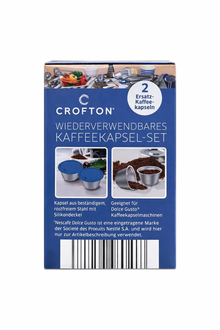 طقم كبسولات قهوة كروفتون قابلة لإعادة الاستخدام مكون من قطعتين - كبسولات قهوة قابلة لإعادة التعبئة متوافقة مع نسبريسو