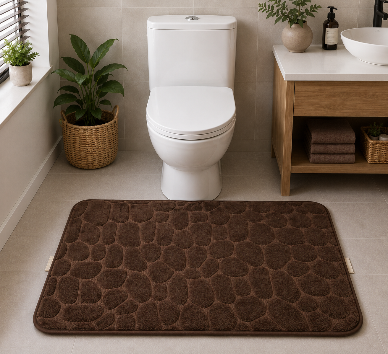 Non-Slip Memory Foam Bath Mat for Bathroom and Shower