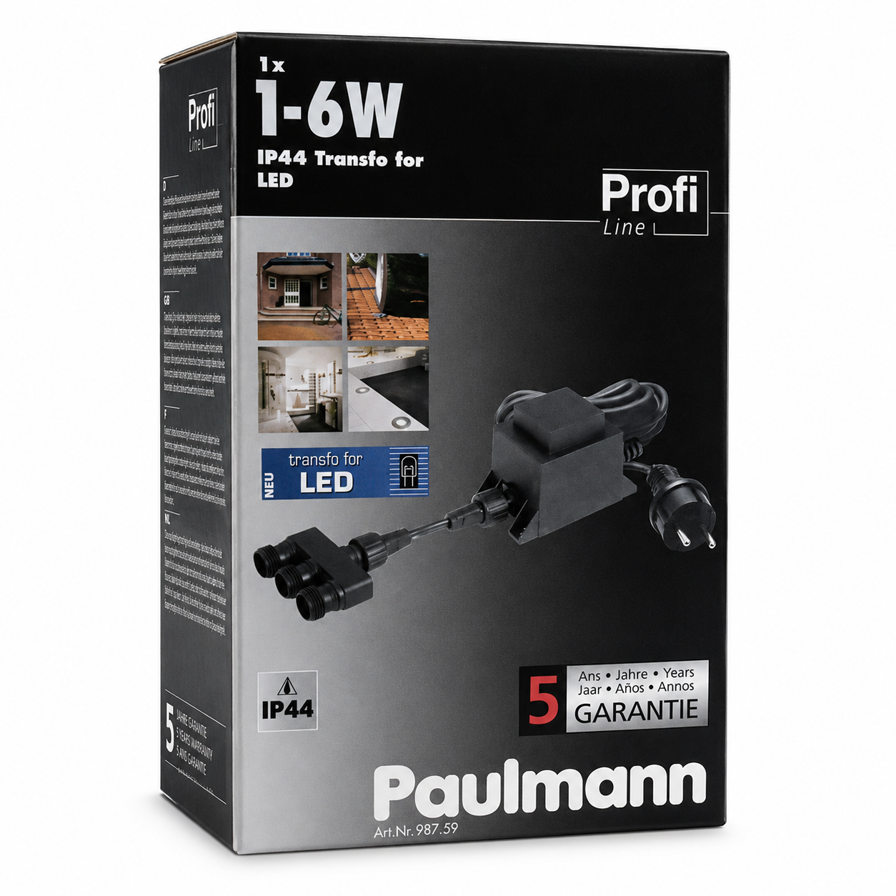 Paulmann 987.59 IP44 LED Transformer 1–6W – Outdoor LED Power Supply with 3-Way Connector