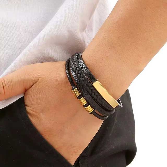 Classic Men's Leather Bracelet – Handwoven Multi-Layer Braided Strap | Fashion Jewelry Accessory for Men