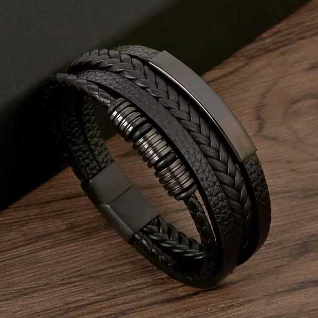Classic Men's Leather Bracelet – Handwoven Multi-Layer Braided Strap | Fashion Jewelry Accessory for Men