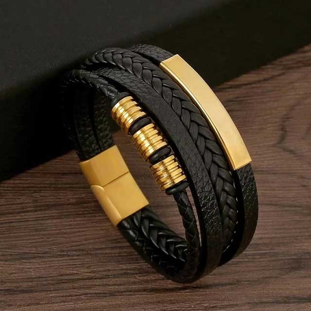 Classic Men's Leather Bracelet – Handwoven Multi-Layer Braided Strap | Fashion Jewelry Accessory for Men
