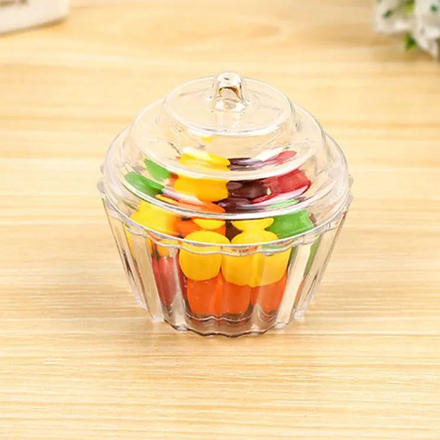 Clear Mini Cake Stand for Cupcake Favors – Plastic Candy Box & Party Treat Container for Weddings, Birthdays & Gift Wrapping