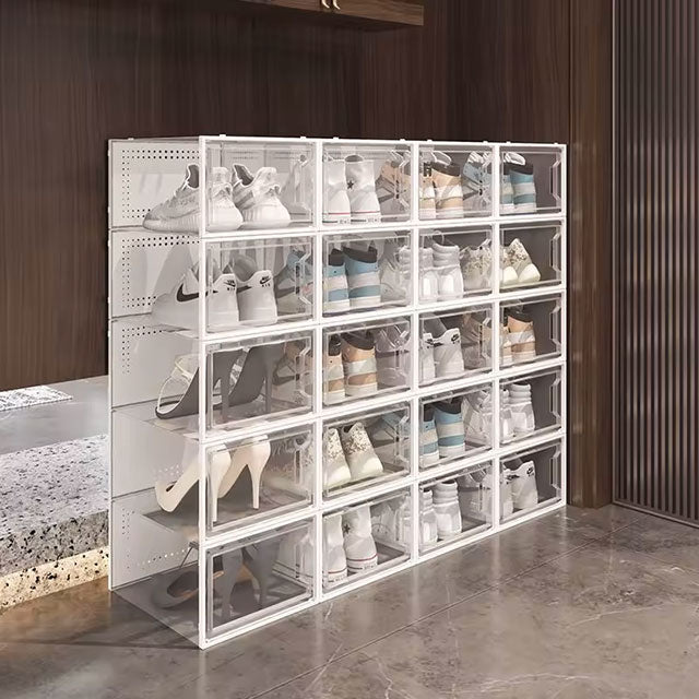 Clear Stackable Shoe Storage Box – Drawer-Style Plastic Organizer, Transparent Shoe Rack & Cabinet for Sneakers & Heels