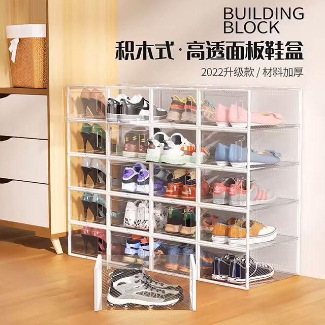 Clear Stackable Shoe Storage Box – Drawer-Style Plastic Organizer, Transparent Shoe Rack & Cabinet for Sneakers & Heels