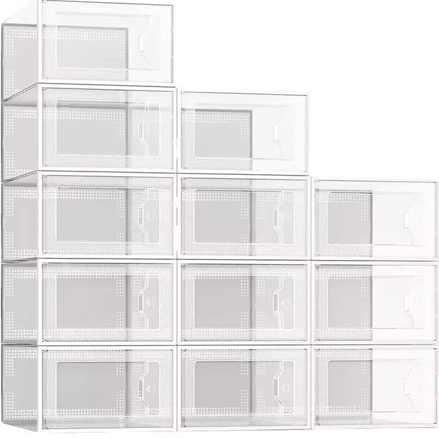 Clear Stackable Shoe Storage Box – Drawer-Style Plastic Organizer, Transparent Shoe Rack & Cabinet for Sneakers & Heels