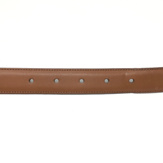 Coach Handcrafted Leather Belt – Tan Dress Belt with Brass Buckle, Size L