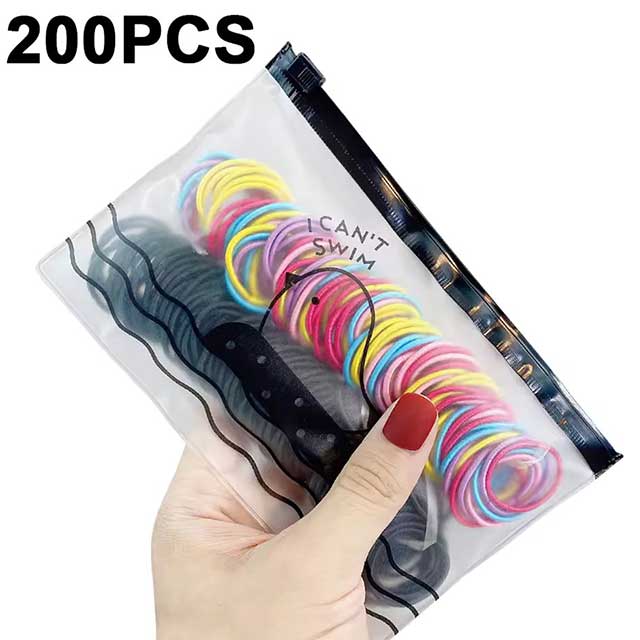 Colorful Elastic Nylon Hair Bands for Girls – High-Quality Kids Hair Accessories & Headdress | 200/300/500 Pcs Rubber Bands Pack