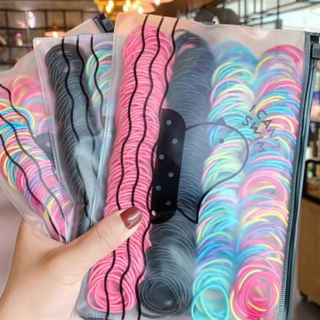 Colorful Elastic Nylon Hair Bands for Girls – High-Quality Kids Hair Accessories & Headdress | 200/300/500 Pcs Rubber Bands Pack