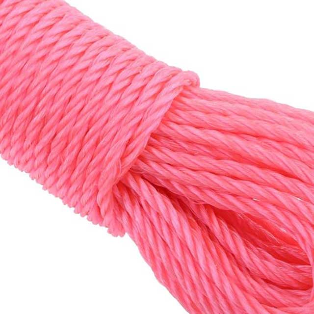 Colorful Nylon Braided Laundry Rope – Durable Outdoor Clothesline for Camping, Gardening & More (4 Pink, 1 Green)