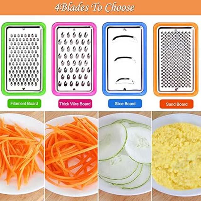 Contiup 4-in-1 Cheese Grater Set – Multi-Purpose Shredder with Container for Cheese & Vegetables (Green)
