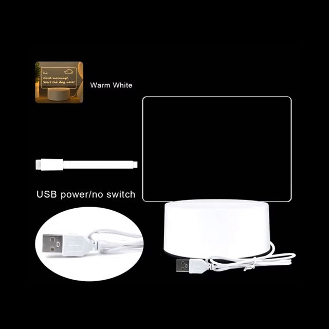 Creative LED Writing Board Notepad – 3D Visual Desk Lamp, Handmade Acrylic Decorative Ornament, Unique Gift for Girlfriend