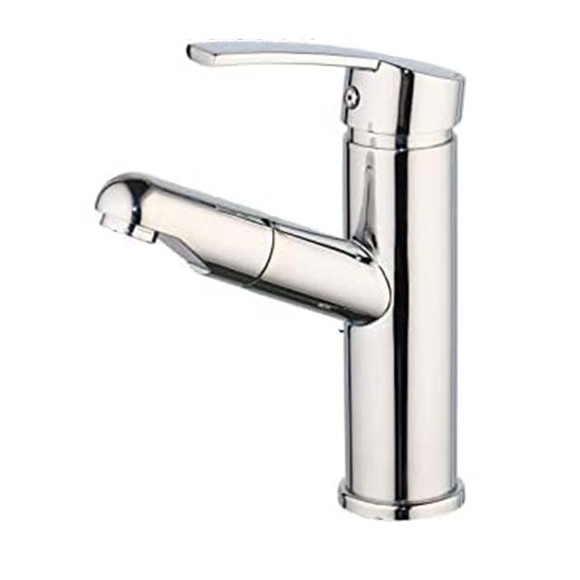 Deck-Mounted 1-Hole Pull-Out Sink Tap – Hot & Cold Water Mixer Faucet with Pull Down Crane for Kitchen & Bathroom