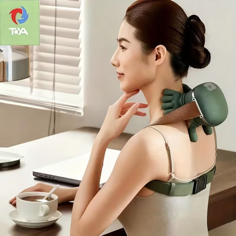 Deep Tissue Electric Neck and Shoulder Massager – 4D Kneading Shiatsu Massage with Heat – Multi-Functional Abdominal & Full Body Acupressure Tool – Ergonomic Gift for Men and Women