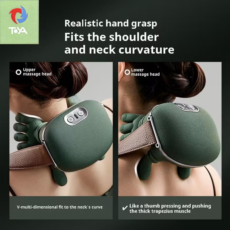 Deep Tissue Electric Neck and Shoulder Massager – 4D Kneading Shiatsu Massage with Heat – Multi-Functional Abdominal & Full Body Acupressure Tool – Ergonomic Gift for Men and Women