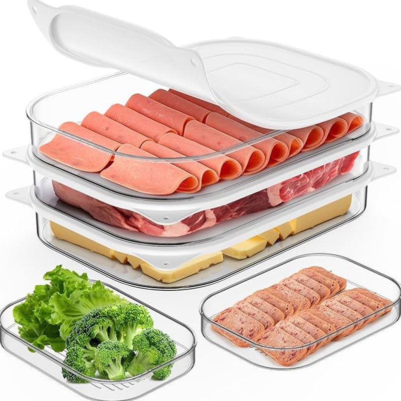 Deli Meat & Bacon Container for Fridge | Stackable Airtight Cold Cut Storage Boxes | BPA-Free Refrigerator Organizers with Lids