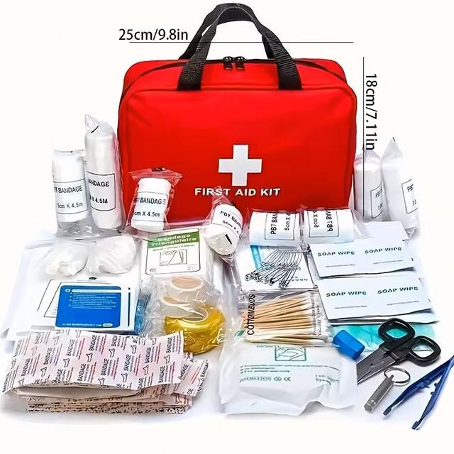 Deluxe First Aid Kit with Carrying Pouch – Essential Emergency Kit for Camping, Hiking & Travel