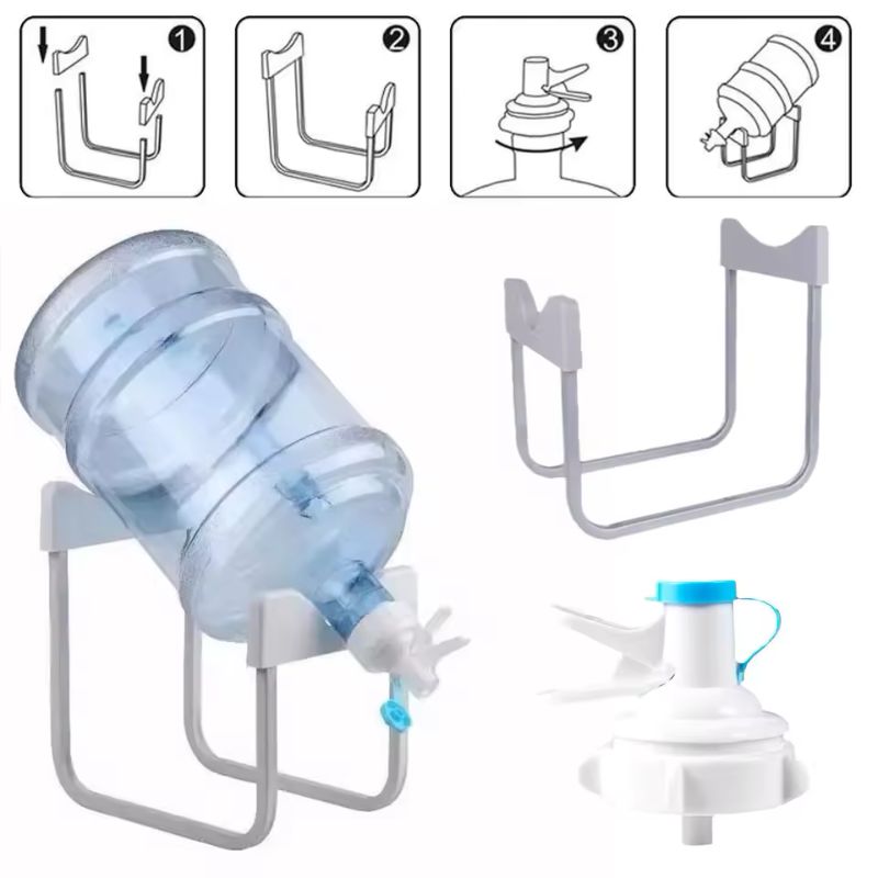 Detachable Bottled Water Stand with Manual Dispenser Faucet – Folding Mineral Water Bucket Rack – Portable Heavy-Duty Water Jug Holder for Home & Office