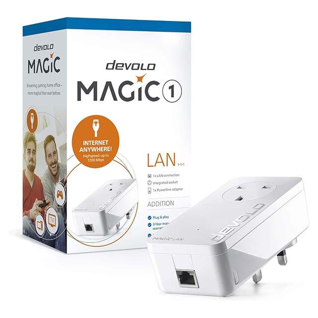 Devolo 8289 Magic 1-1200 LAN Add-on Powerline Adapter - Stable Home Working - High Performance (Up to 1200 Mbps - Home Network - Internet from Any Wall Socket - Plug and Play - Easy Config) - White