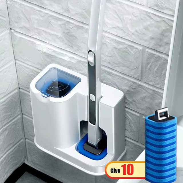 Disposable Toilet Brush with Replacement Heads – Wall-Mounted Long Handle Cleaning Tool for Bathroom