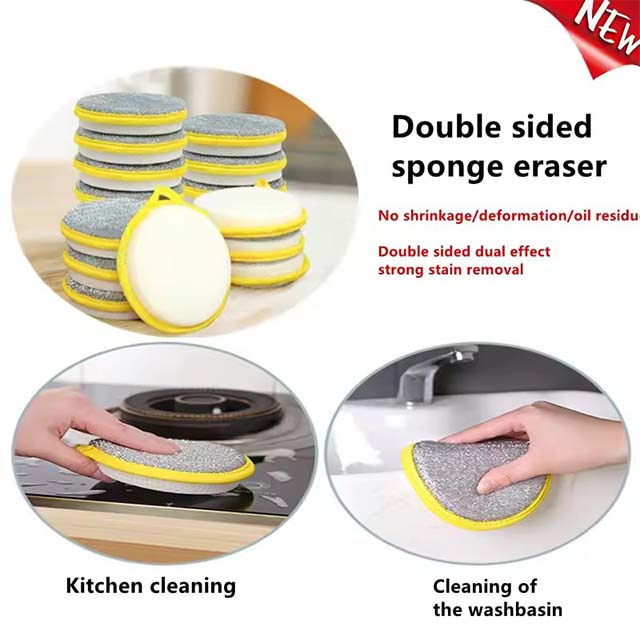Reusable Double-Sided Dishwashing Sponge – Grease Removal Cleaning Cloth for Pots, Pans & Dishes