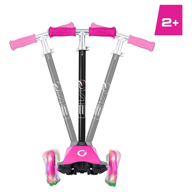 EVO Pink Light Up Mini Cruiser Scooter for Kids – Adjustable Height 3-Wheel Kick & Push Scooter (Ages 2+)