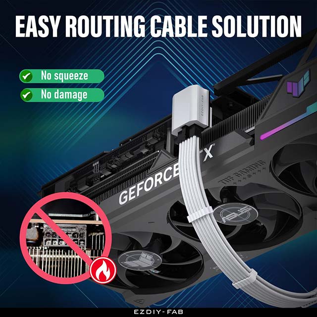 EZDIY-FAB 12VHPWR 12+4 Pin Angle Connector- Power Adapter for RTX40' Series Graphics Card- 600W Output- RTX4090, 4080, 4070ti Compatible- 90 Degrees RVS Type- White- 1 Pack