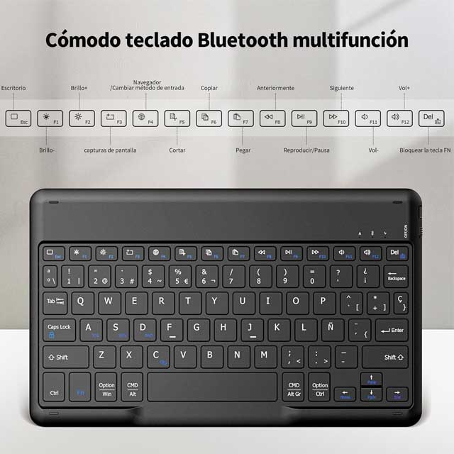 Clavier Bluetooth sans fil EasyAcc – Disposition espagnole, compatible avec les tablettes Windows, Android et iOS, clavier compact et portable (noir)