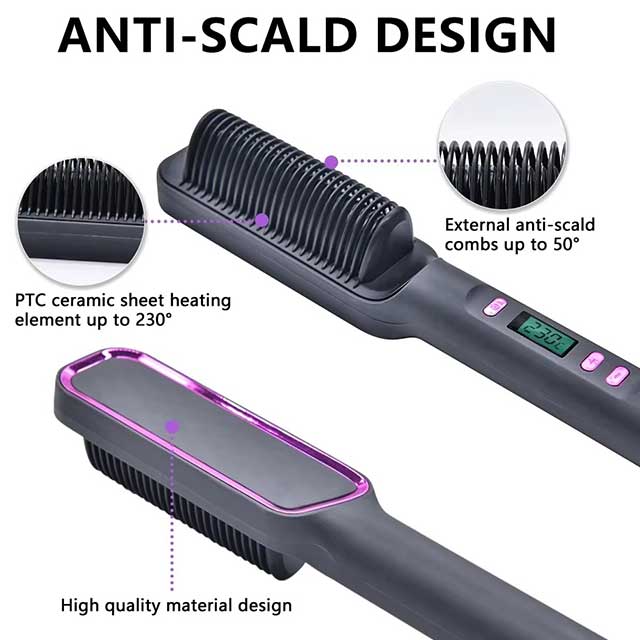 Electric Hair Straightening Comb – Negative Ion Hot Brush with Anti-Scald Design | Multifunctional Styling Tool