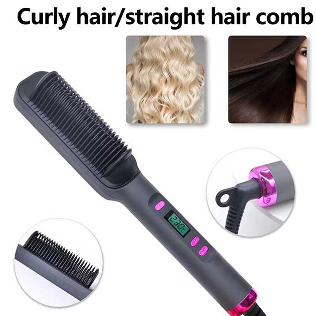 Electric Hair Straightening Comb – Negative Ion Hot Brush with Anti-Scald Design | Multifunctional Styling Tool
