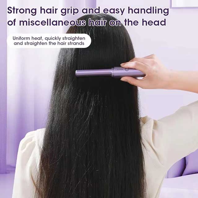 Electric Hot Hair Straightener Comb & Brush – USB Rechargeable Negative Ion Heating Tool for Straight & Curly Hair