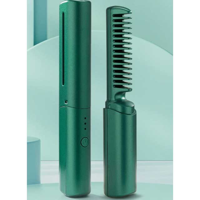 Electric Hot Hair Straightener Comb & Brush – USB Rechargeable Negative Ion Heating Tool for Straight & Curly Hair