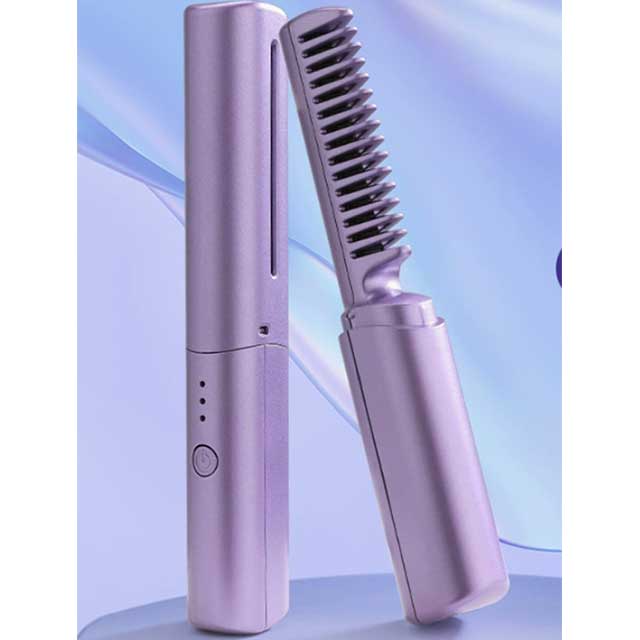 Electric Hot Hair Straightener Comb & Brush – USB Rechargeable Negative Ion Heating Tool for Straight & Curly Hair
