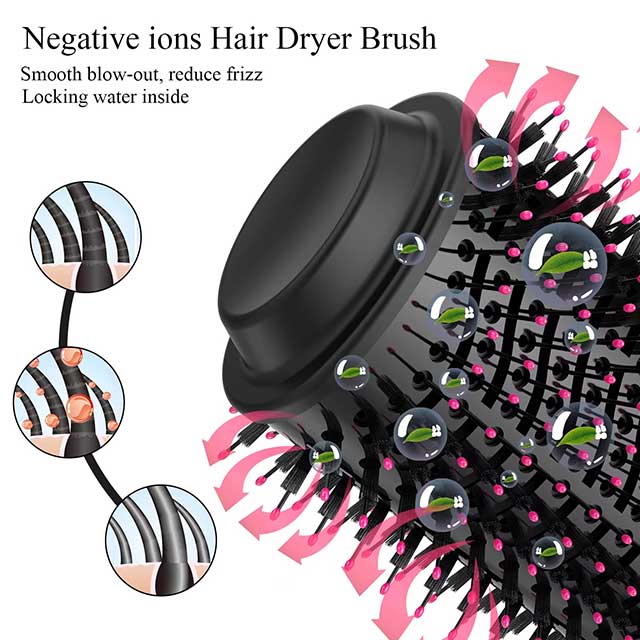 Electric Ion Hair Dryer & Volumizer – 4-in-1 Hot Air Brush, Hair Curler, Straightener & Roller Comb | One-Step Styling Tool for Smooth & Voluminous Hair