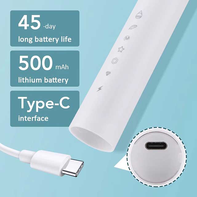 Electric Toothbrush with 6 Cleaning Modes – Type-C Rechargeable, Teeth Whitening Dental Cleaner, IP67 Waterproof Oral Care