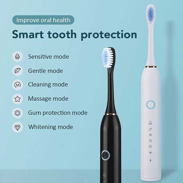 Electric Toothbrush with 6 Cleaning Modes – Type-C Rechargeable, Teeth Whitening Dental Cleaner, IP67 Waterproof Oral Care