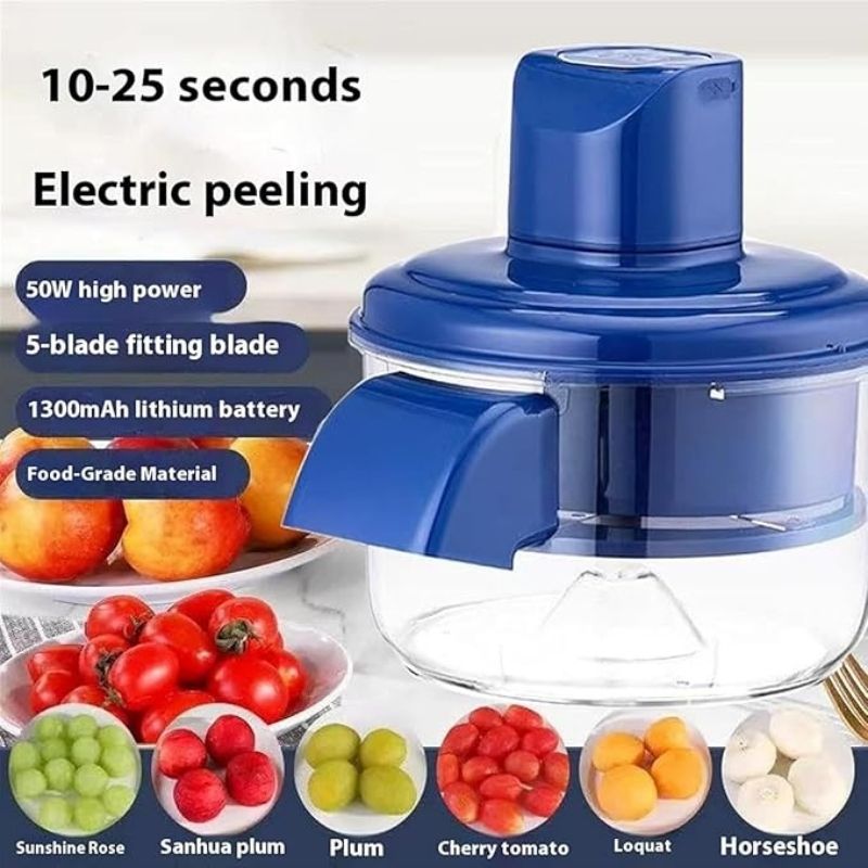 Electric Grape & Garlic Peeler Machine – Automatic Small Fruit Peeling Tool with 1300mAh Rechargeable Battery – Smart Kitchen Peeler for Grapes, Tomatoes, Cherries, and Garlic – Ergonomic Design for Elderly & Commercial Use